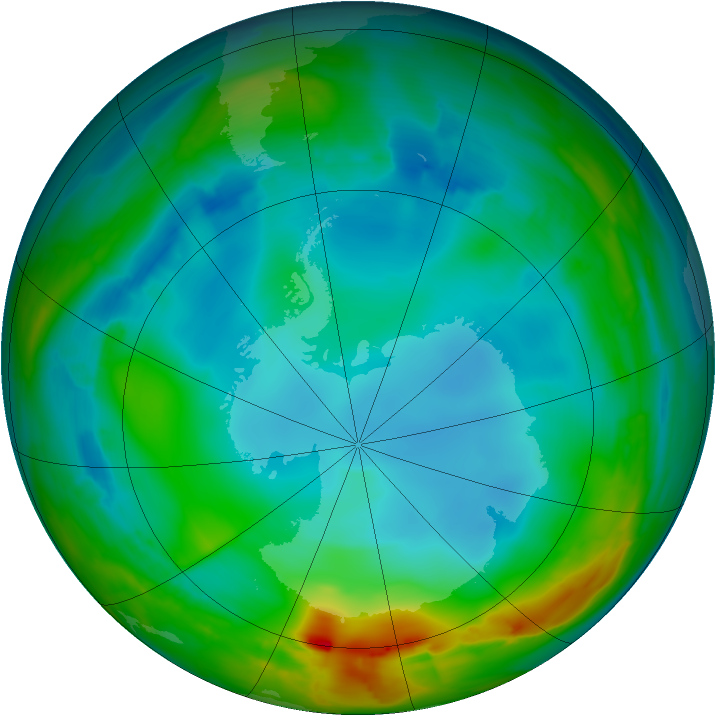 Antarctic ozone map for 16 July 2014